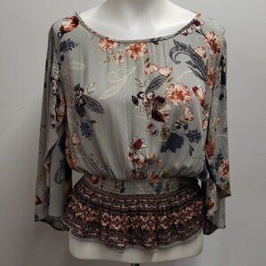 Angie Boho Floral Top Women's Size Small Romantic Gypsy Fairy